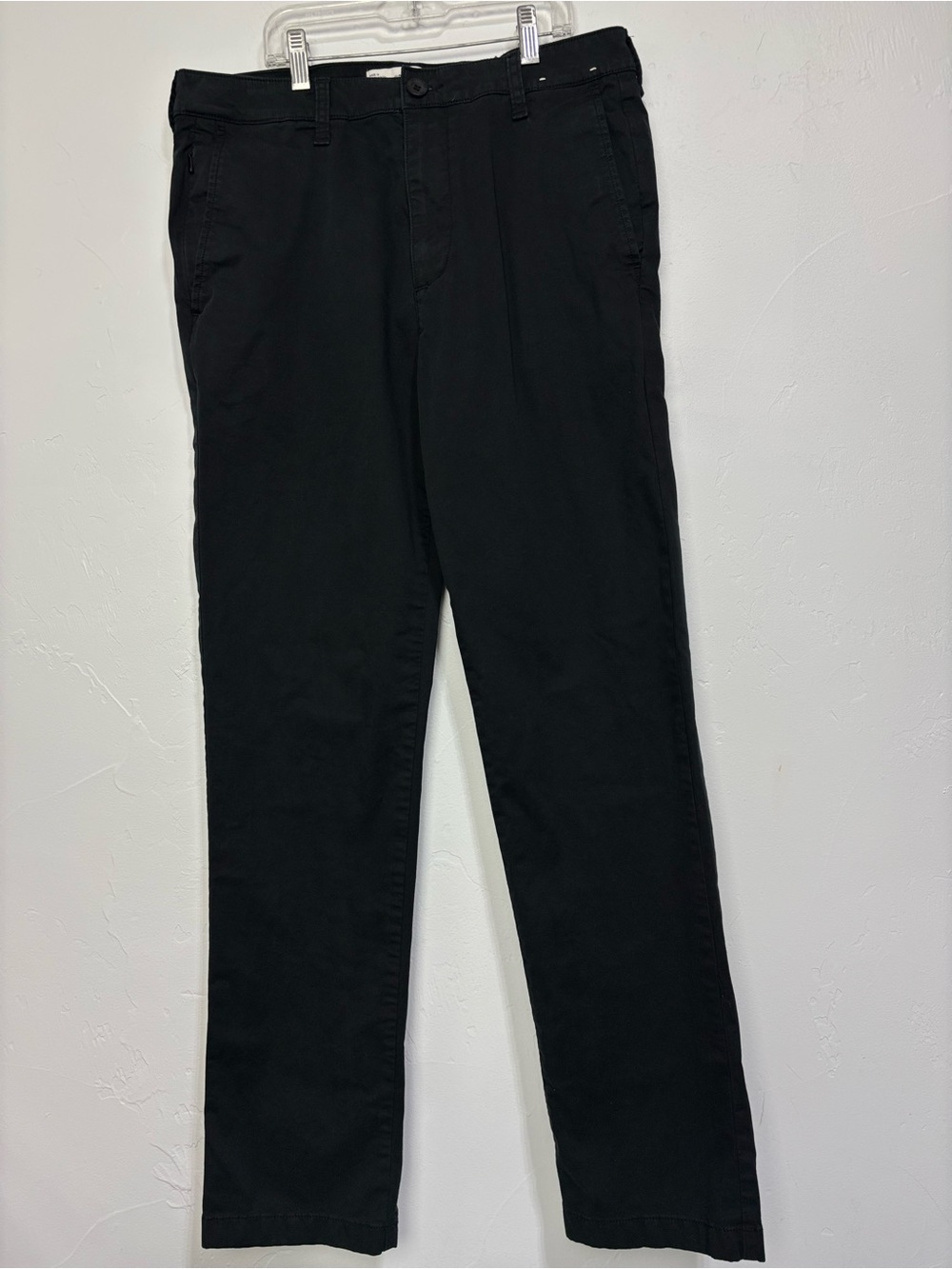 Hollister Men's Black Slim Straight Pants 32/32 Twill Cotton Chino Pockets Zip